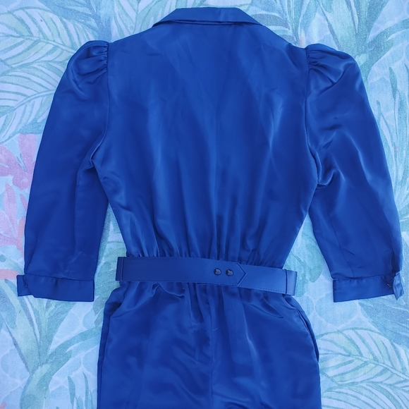 Vintage 80's Blue Business Jumpsuit One Piece (Petite Short Fit) - Picture 13 of 15